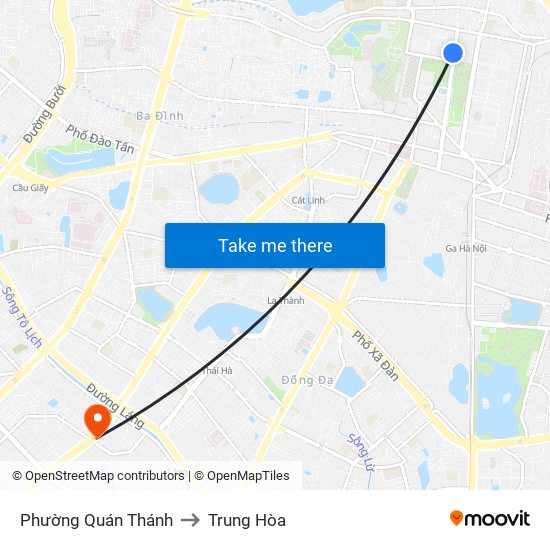 Phường Quán Thánh to Trung Hòa map