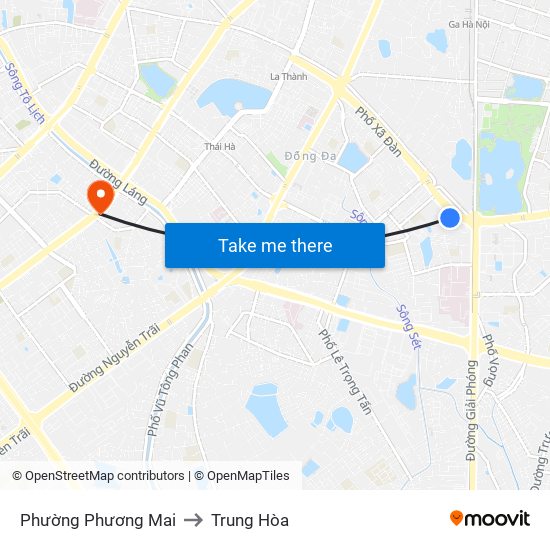 Phường Phương Mai to Trung Hòa map