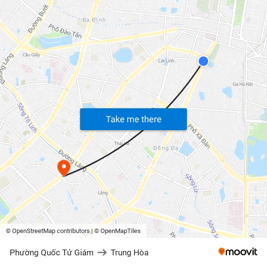 Phường Quốc Tử Giám to Trung Hòa map