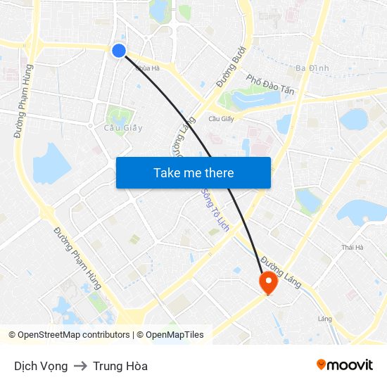 Dịch Vọng to Trung Hòa map