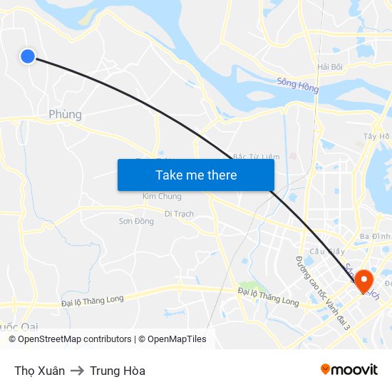 Thọ Xuân to Trung Hòa map