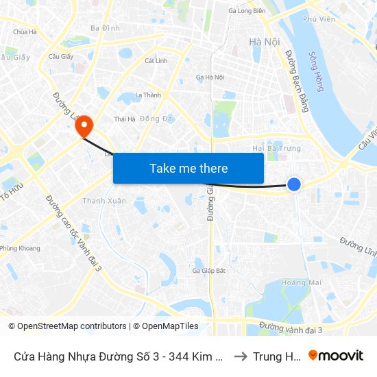 Cửa Hàng Nhựa Đường Số 3 - 344 Kim Ngưu to Trung Hòa map