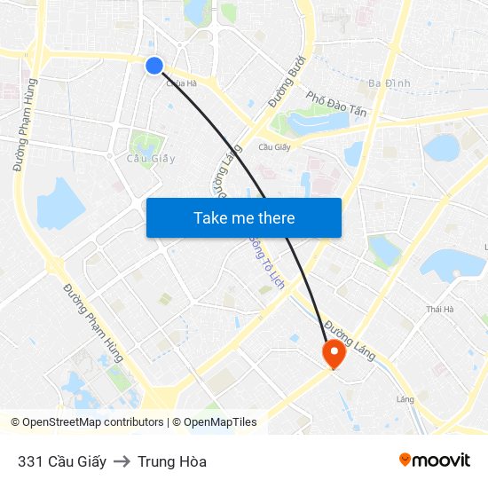 331 Cầu Giấy to Trung Hòa map