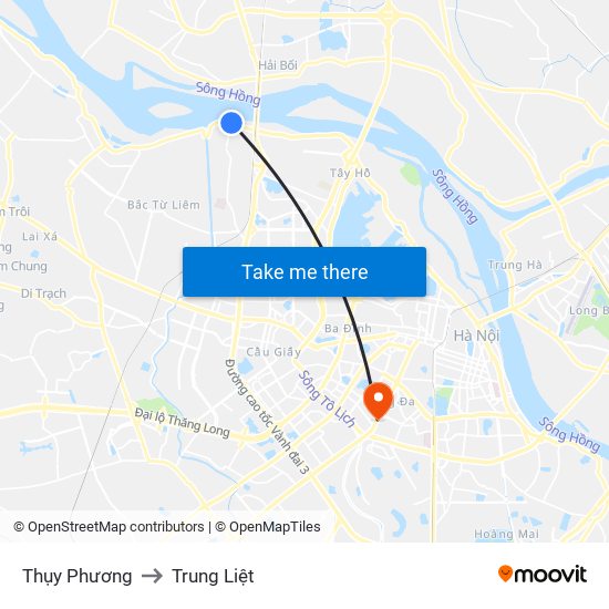 Thụy Phương to Trung Liệt map