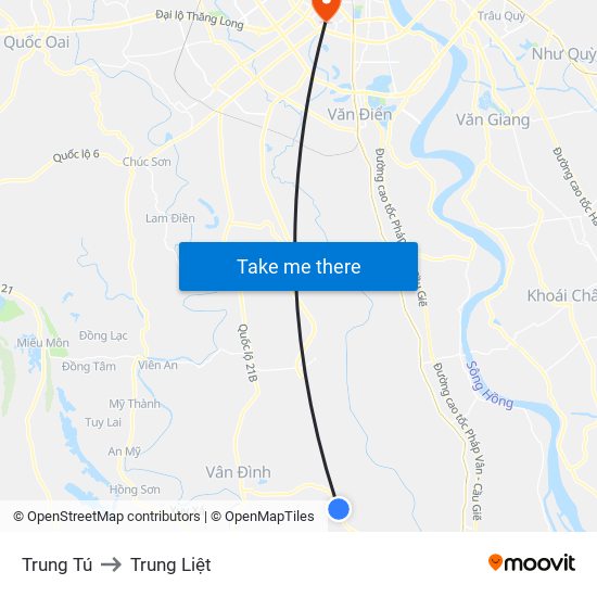 Trung Tú to Trung Liệt map