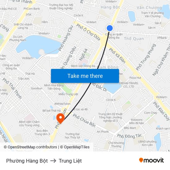 Phường Hàng Bột to Trung Liệt map