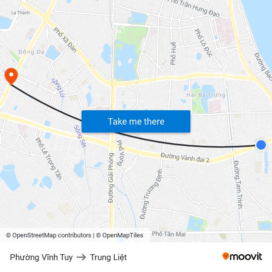 Phường Vĩnh Tuy to Trung Liệt map