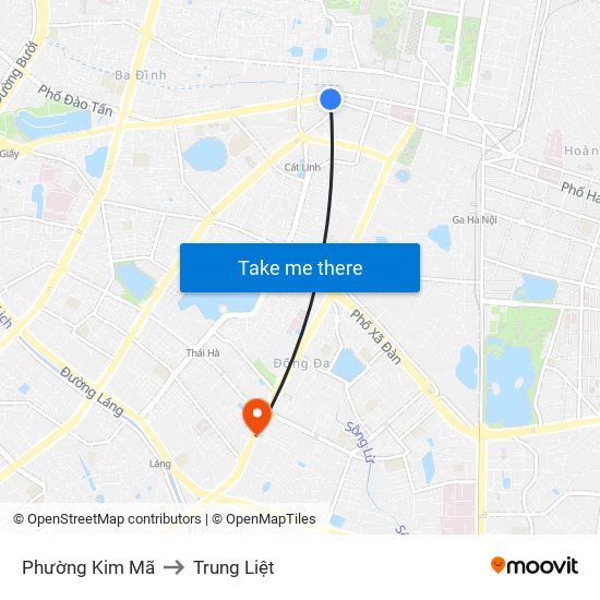 Phường Kim Mã to Trung Liệt map