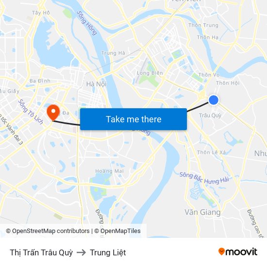 Thị Trấn Trâu Quỳ to Trung Liệt map