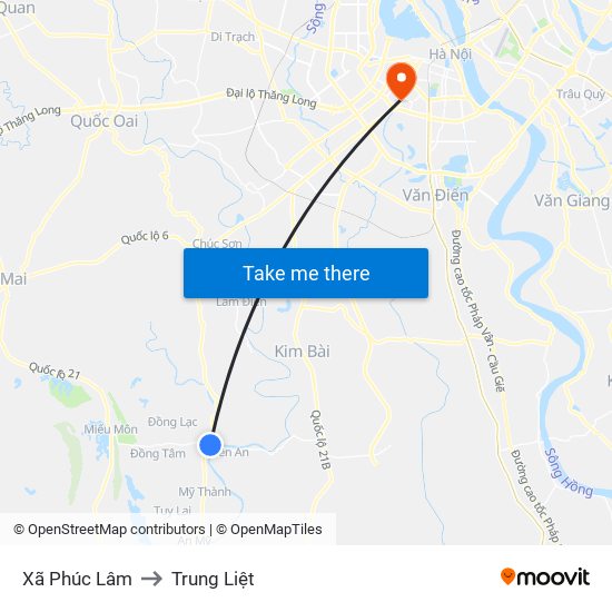 Xã Phúc Lâm to Trung Liệt map