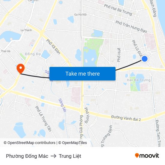 Phường Đống Mác to Trung Liệt map