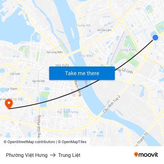 Phường Việt Hưng to Trung Liệt map