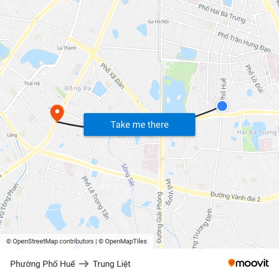 Phường Phố Huế to Trung Liệt map