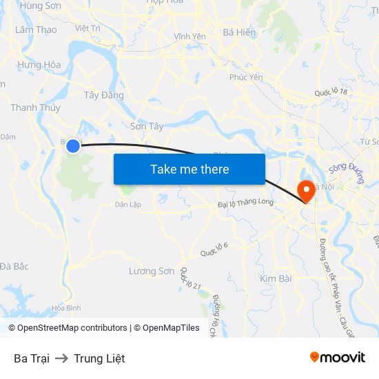 Ba Trại to Trung Liệt map