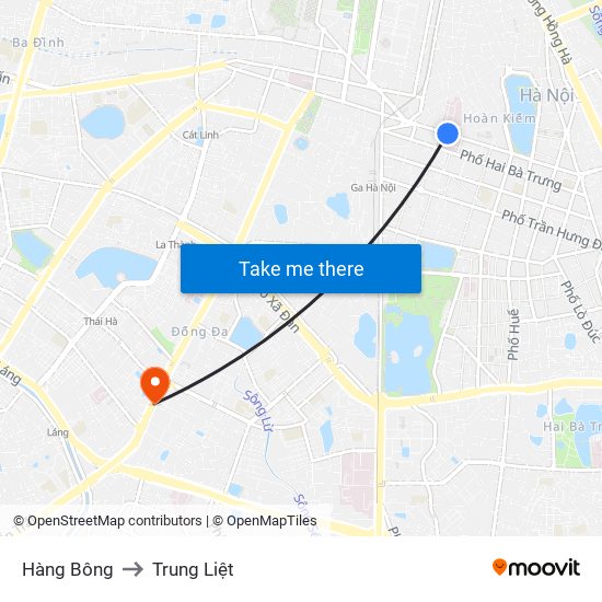 Hàng Bông to Trung Liệt map