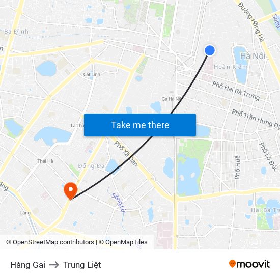 Hàng Gai to Trung Liệt map