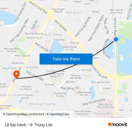 Lê Đại Hành to Trung Liệt map