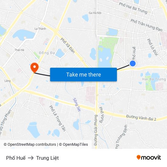 Phố Huế to Trung Liệt map