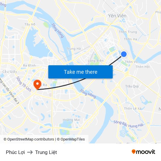 Phúc Lợi to Trung Liệt map