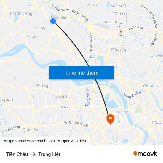 Tiền Châu to Trung Liệt map