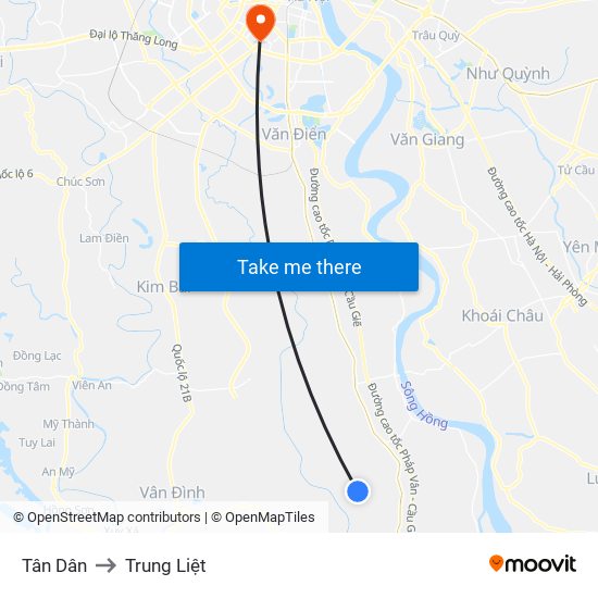 Tân Dân to Trung Liệt map