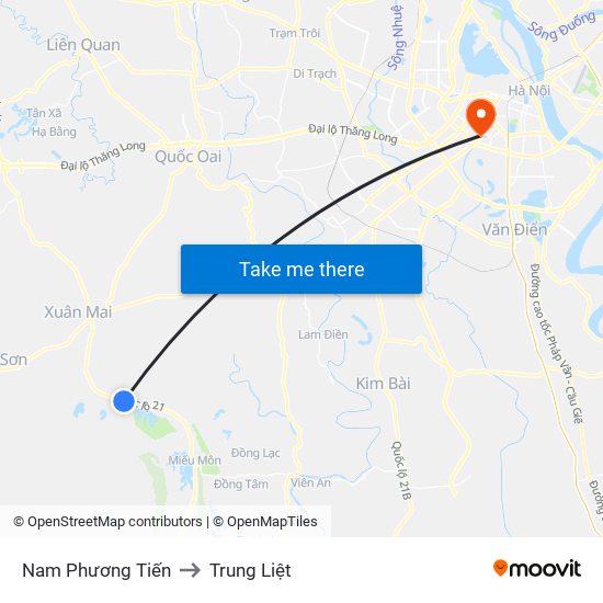 Nam Phương Tiến to Trung Liệt map