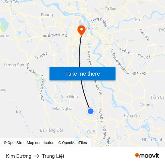 Kim Đường to Trung Liệt map