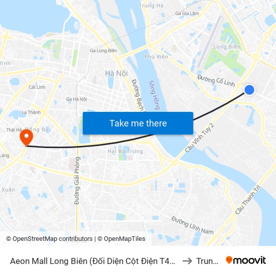 Aeon Mall Long Biên (Đối Diện Cột Điện T4a/2a-B Đường Cổ Linh) to Trung Liệt map