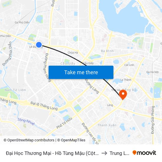 Đại Học Thương Mại - Hồ Tùng Mậu (Cột Sau) to Trung Liệt map