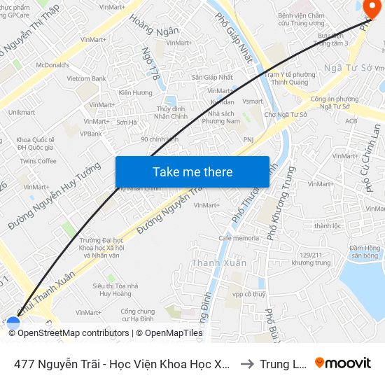 477 Nguyễn Trãi - Học Viện Khoa Học Xã Hội to Trung Liệt map