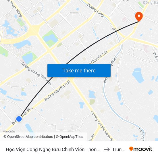 Học Viện Công Nghệ Bưu Chính Viễn Thông - Trần Phú (Hà Đông) to Trung Liệt map