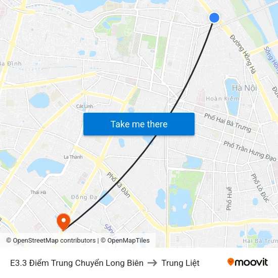 E3.3 Điểm Trung Chuyển Long Biên to Trung Liệt map