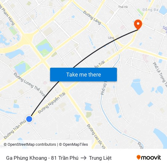 Ga Phùng Khoang - 81 Trần Phú to Trung Liệt map