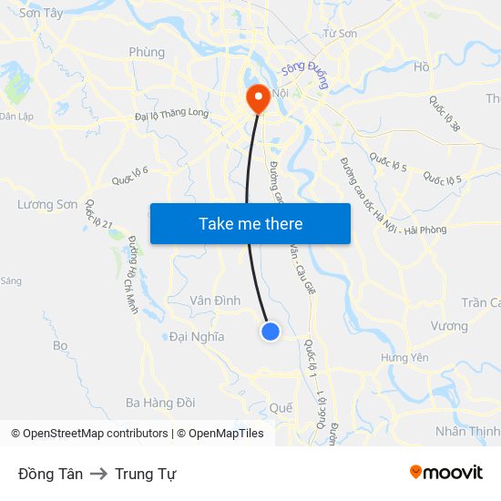 Đồng Tân to Trung Tự map