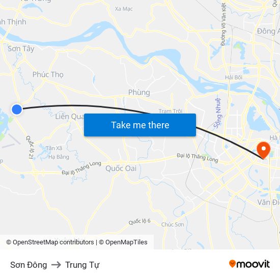 Sơn Đông to Trung Tự map