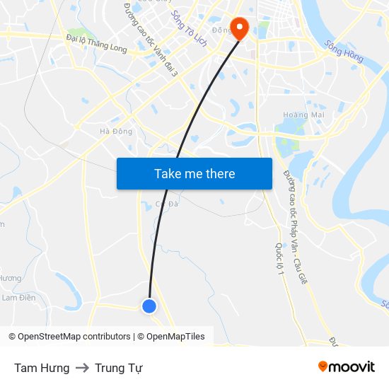 Tam Hưng to Trung Tự map