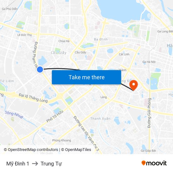 Mỹ Đình 1 to Trung Tự map