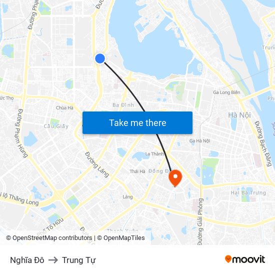 Nghĩa Đô to Trung Tự map