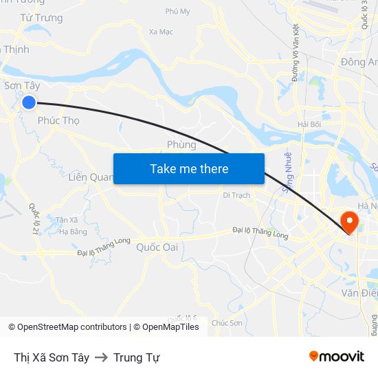 Thị Xã Sơn Tây to Trung Tự map