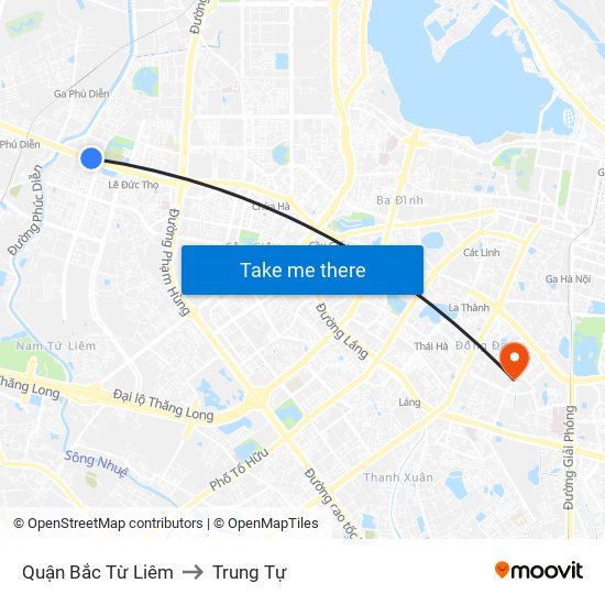 Quận Bắc Từ Liêm to Trung Tự map