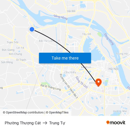 Phường Thượng Cát to Trung Tự map