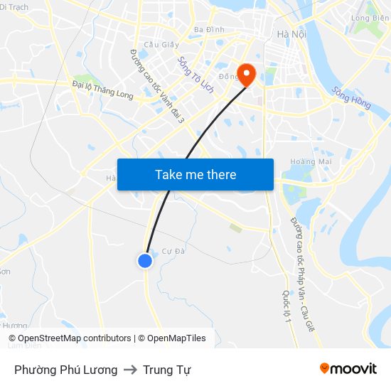 Phường Phú Lương to Trung Tự map