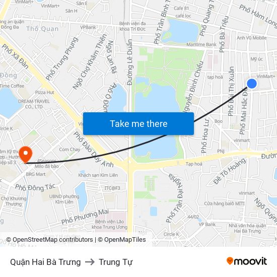 Quận Hai Bà Trưng to Trung Tự map