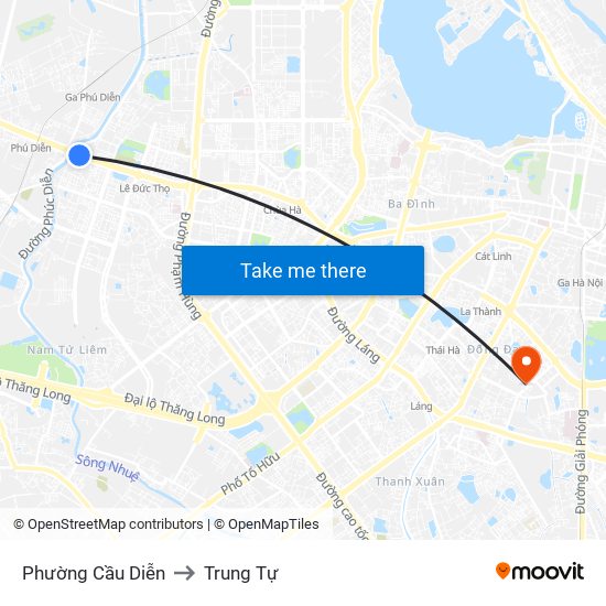 Phường Cầu Diễn to Trung Tự map