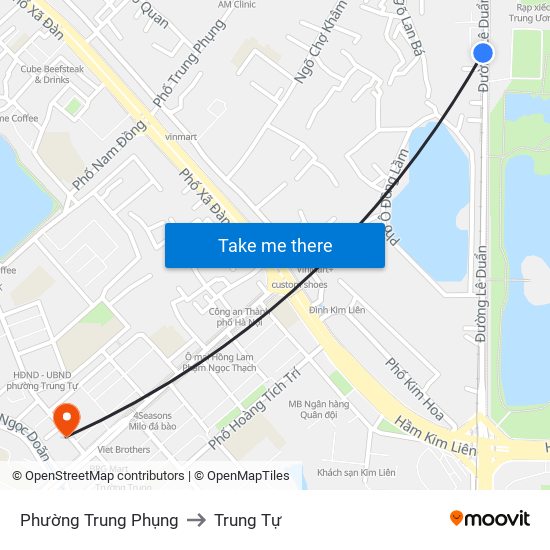 Phường Trung Phụng to Trung Tự map