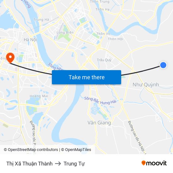 Thị Xã Thuận Thành to Trung Tự map