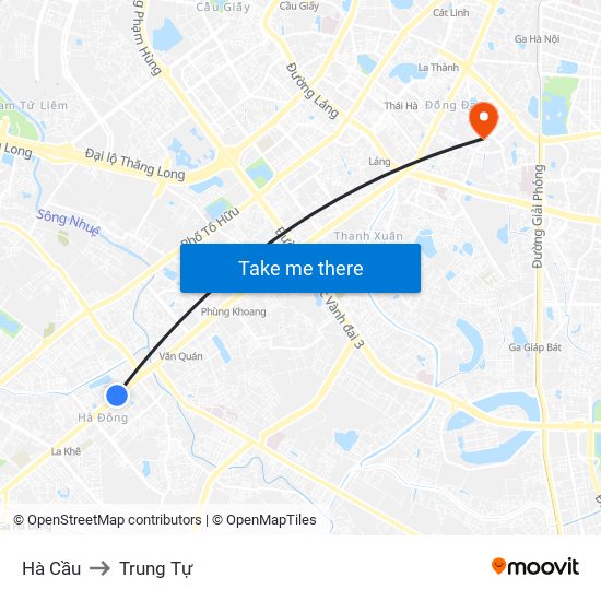 Hà Cầu to Trung Tự map