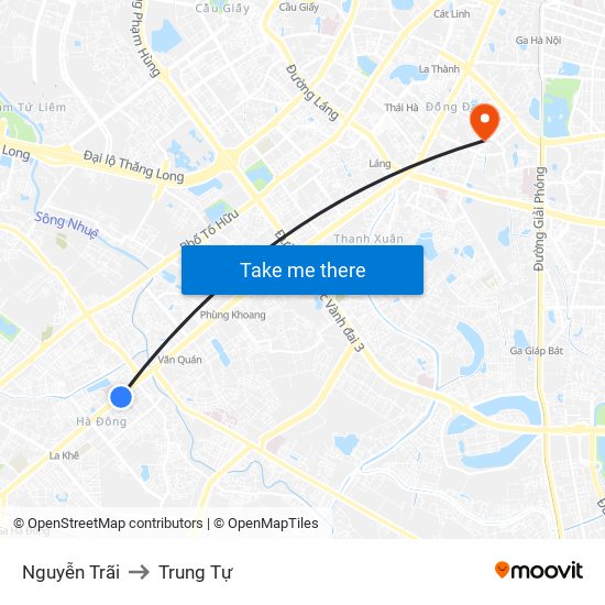 Nguyễn Trãi to Trung Tự map