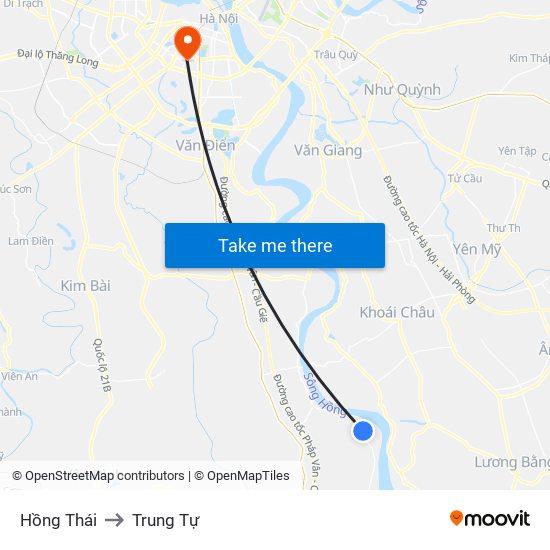 Hồng Thái to Trung Tự map