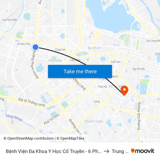 Bệnh Viện Đa Khoa Y Học Cổ Truyền - 6 Phạm Hùng to Trung Tự map